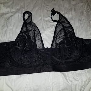 Torrid black swiss dot mesh & lace bralette